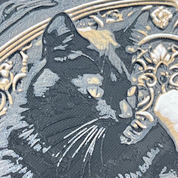 Ying Yang Cats Art Print, Black and White Cat Decor, Feline Mandala Art - Picture 3 of 9